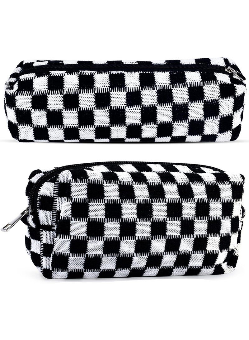 2 قطع من قطع القلم الرصاص حالة كيس القلم الرصاص لطيف للمراهقين كيس ماكياج كيس السفر مستحضرات التجميل مجموعة كيس ماكياج لطيف للمحفظة حقائب العناية بالبشرة المحمولة ذات السحاب أكياس المرحاض المنظم (الأسود) - Image 1